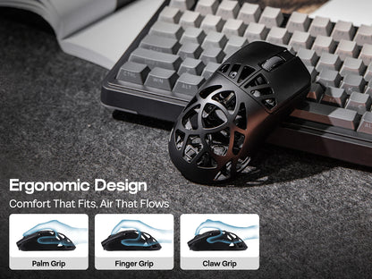 EPOMAKER Carbon X Wired/2.4G/BT Wireless Gaming Mouse 400 to 30,000 DPI Adjustable with PAW3950 Sensor for PC/Mac/Linux
