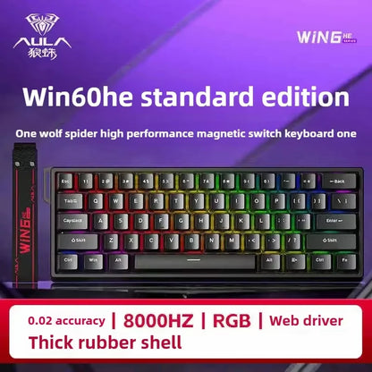AULA WIN60 HE MAX E-Sports Keyboard 8K Polling Magnetic Swaps 0% Dead Zone RGB Unlock Dominance with This Hot Swappable Beast