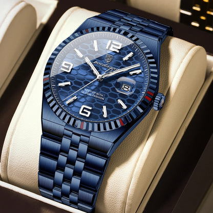 POEDAGAR High Quality Original Men Clock Waterproof Luminous Date Luxury Man Watch Stainless Steel Quartz Men's Watches Male+Box