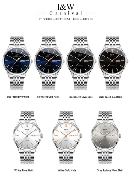 Carnival High-end Series I&W Brand Automatic Mechanical Watches Men Waterproof Watches 316L Steel Sapphire Business Men's Watch