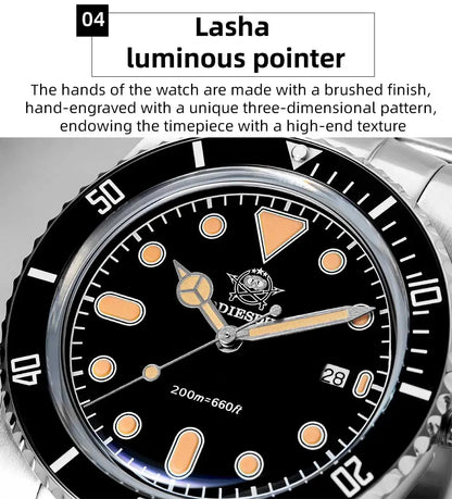 ADDIESDIVE Men's Gift Box Luxury Diver Watch Super Luminous Bubble Mirror Glass Quartz Watch 20Bar Ceramic Bezel Steel Watch