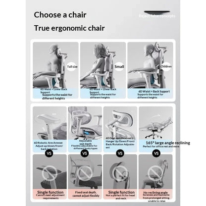 Mesh Office Chair Ergonomic Adjustable Lumbar Swivel Reclining Headrest Rolling Casters Home Office Office Chair Gaming Chair