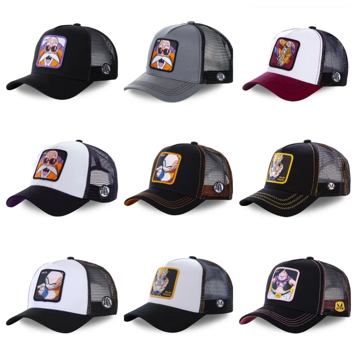 Casquette Dragon Ball Son Goku pour l'été : casquette de voyage à visière, pour homme, brodée, style hip-hop, visière pare-soleil, casquette trucker ajustable en maille