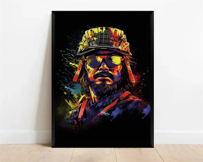 Pop-Neon-Poster mit Videospiel-Charakter, Gamepad, Kopfhörern, Fußball und Basketball – Leinwanddruck, Wandkunst-Dekor für das Gaming-Zimmer