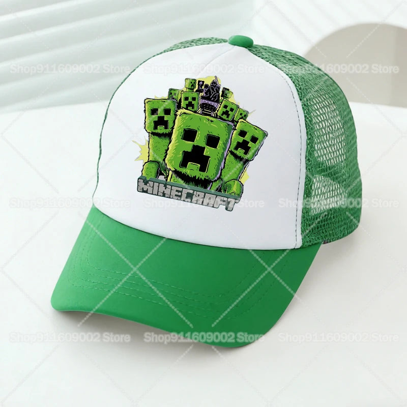 Baseballové čepice Minecrafted Mesh s kreslenými postavičkami – sportovní čepice pro dospělé a děti, pro chlapce i dívky, letní outdoorové čepice s kšiltem proti slunci, dárkové