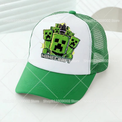 Baseballové čepice Minecrafted Mesh s kreslenými postavičkami – sportovní čepice pro dospělé a děti, pro chlapce i dívky, letní outdoorové čepice s kšiltem proti slunci, dárkové
