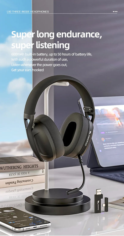 SMAILWOLF L80 Bluetooth wireless 2.4g three-mode gaming headset laptop home thin and light sports headset with microphone