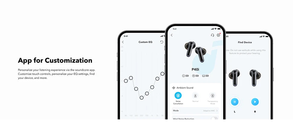 (EU stock) Soundcore P40i by Anker, Wireless Earbuds with ANC, BassUp Technology, 60h Playtime, 2-in-1 Charging Case, IPX5, Bluetooth