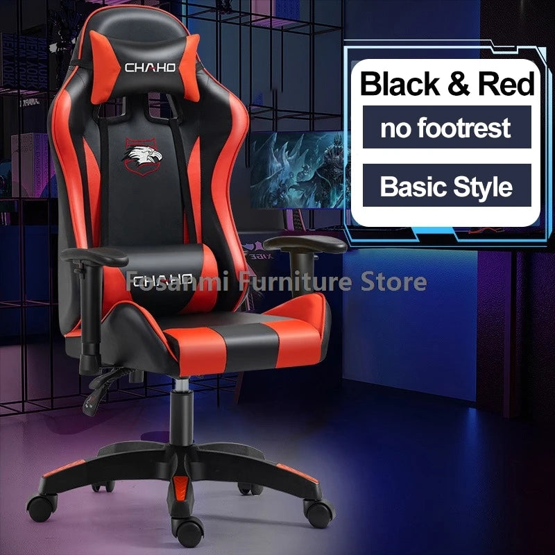 Fosanmi Gaming Chair with Footrest & Headrest, Ergonomic Leather Racing Chair, Swivel Computer Gaming Chair with Adjustable Armrests for Office