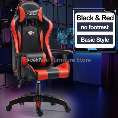 Fosanmi Gaming Chair with Footrest & Headrest, Ergonomic Leather Racing Chair, Swivel Computer Gaming Chair with Adjustable Armrests for Office