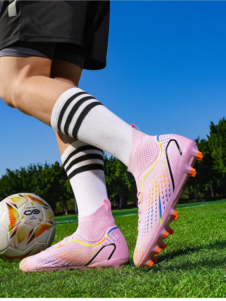 Zapatillas de fútbol para hombre, botas de fútbol profesionales para césped y futsal, unisex, para partidos en césped y entrenamiento al aire libre, tacos antideslizantes y transpirables