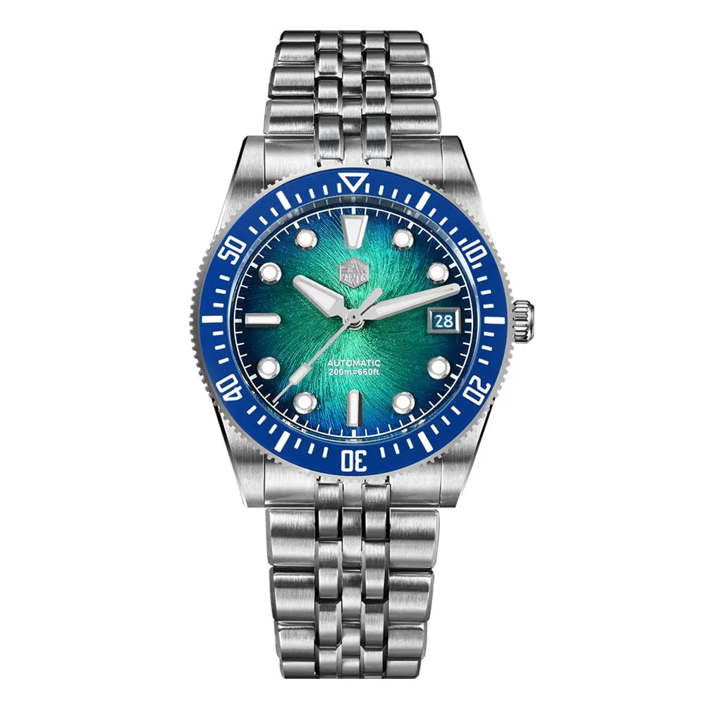 San Martin 37,5 mm 40 mm emajlirana ura z vzorcem spirale in vrtinca za moške, luksuzna potapljaška ura, Miyota 9015, avtomatski mehanski mehanizem, vodoodporna do 200 m, SN0148
