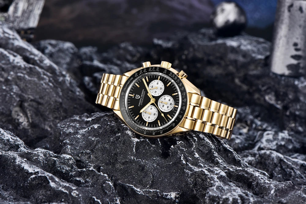PAGANI DESIGN Moon-ur – Luksus-kvarts-kronograf til mænd, sporty stil, safirglas med antirefleksbehandling, selvlysende display