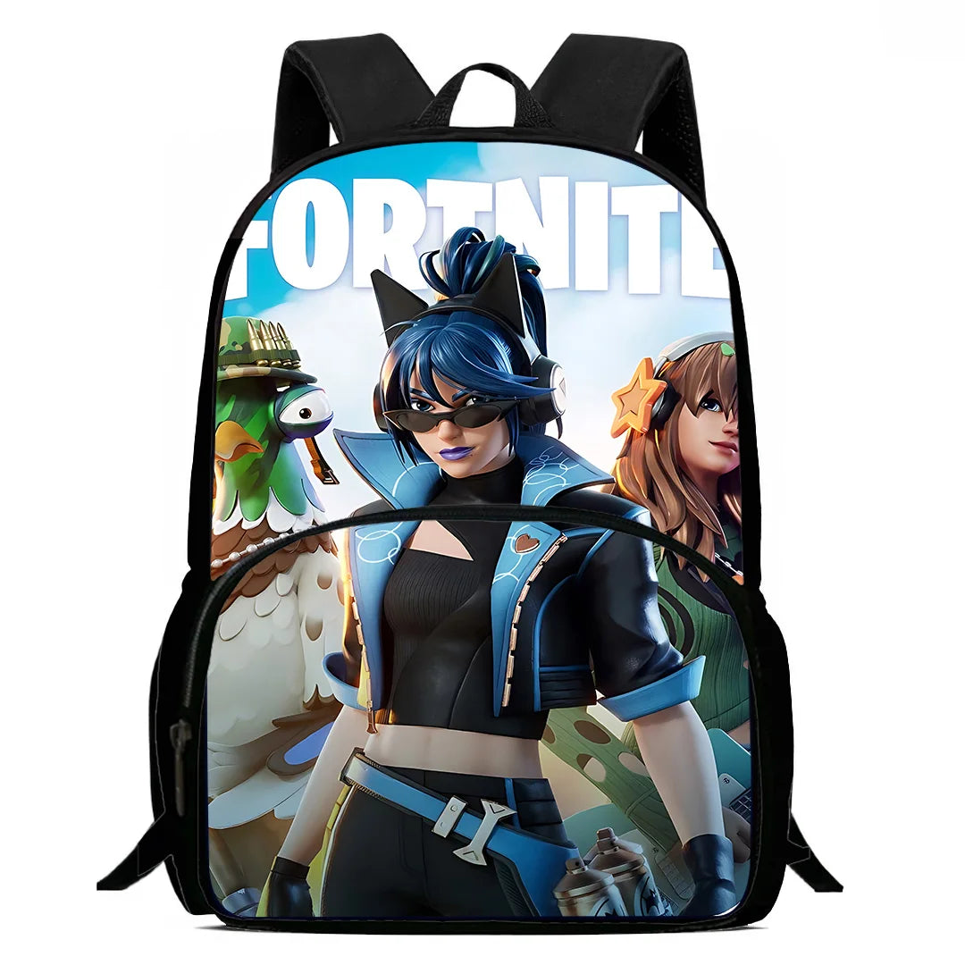 Klassinen Fortnite-lasten reppu pojille ja tytöille, oppilaan syntymäpäivälahja, lapsen koululaukku, suuri kapasiteetti, retkeilyyn sopiva kestävä reppu