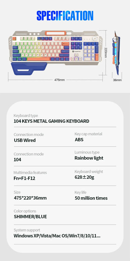 Russian Gaming Keyboard With Russian Layout Spanish Arabic Korean Keyboard Mouse Gamer 104 Keys 100% Layout Wired RGB Light K90
