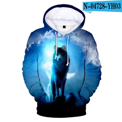Cool Space Galaxy Wolf Hoodie Hoodies Men Bright Wolf Fashion Handsome Wolf Hoodies Spring Autumn Pullovers Sweatshirts Sweat