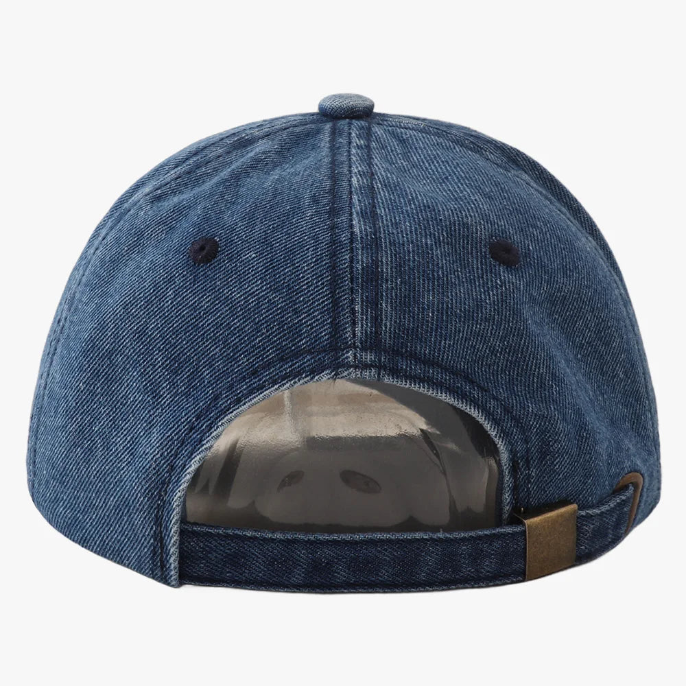 Gorra de visera de denim vintage, gorra de béisbol de moda de estilo vaquero, gorra unisex con letras bordadas, gorras snapback de hip hop, gorra molona