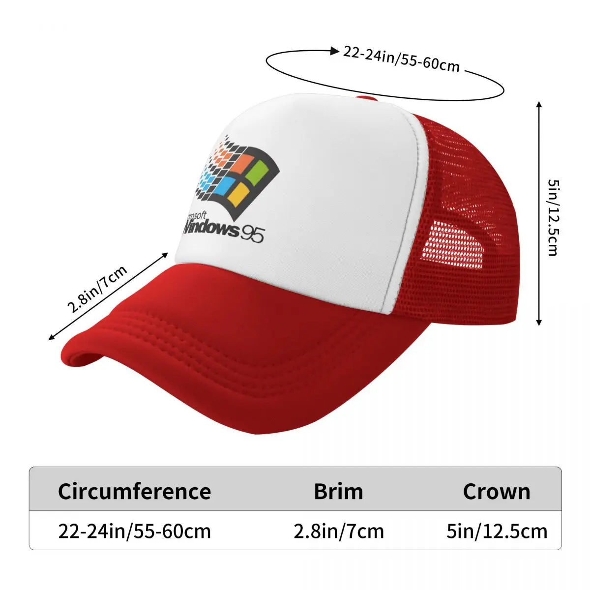 Windows 95 Geeks Nerd Mesh Baseballové čepice Unisex Módní sluneční čepice Nastavitelné čepice typu snapback Rybářské čepice Velkoobchod Nové čepice typu trucker