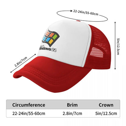 Windows 95 Geeks Nerd Mesh Baseballové čepice Unisex Módní sluneční čepice Nastavitelné čepice typu snapback Rybářské čepice Velkoobchod Nové čepice typu trucker
