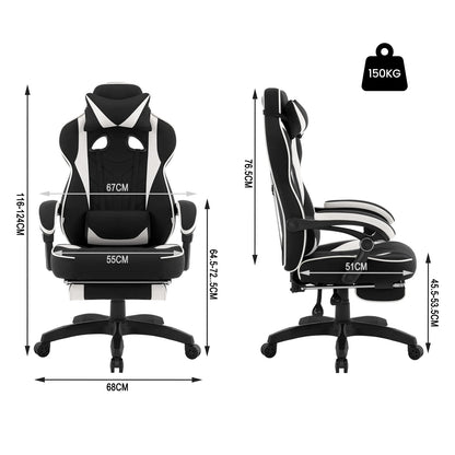 WOLTU Ergonomic Gamer Computer Chair Executive Office Chair Breathable Gaming Chair with Lumbar Cushion Headrest Footrest