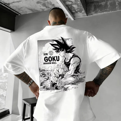 T-shirt oversize Dragon Ball Estate 2026 con cavo di alimentazione, Piccolo Goku, stampa artistica, casual neutro Y2K