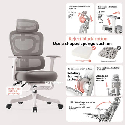 Ergonomic Office Chair Comfortable Long Sitting Home Gaming Computer Recliner Nap Chair Adjustable Height Lumbar Support Swivel