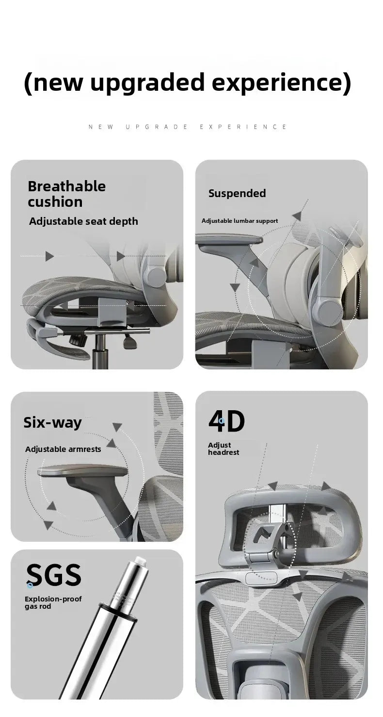 Silla gaming ergonómica de oficina para ordenador Air Titan Full Mesh con soporte lumbar de tres zonas, diseño bien ventilado e ideal para escritorio de estudiante