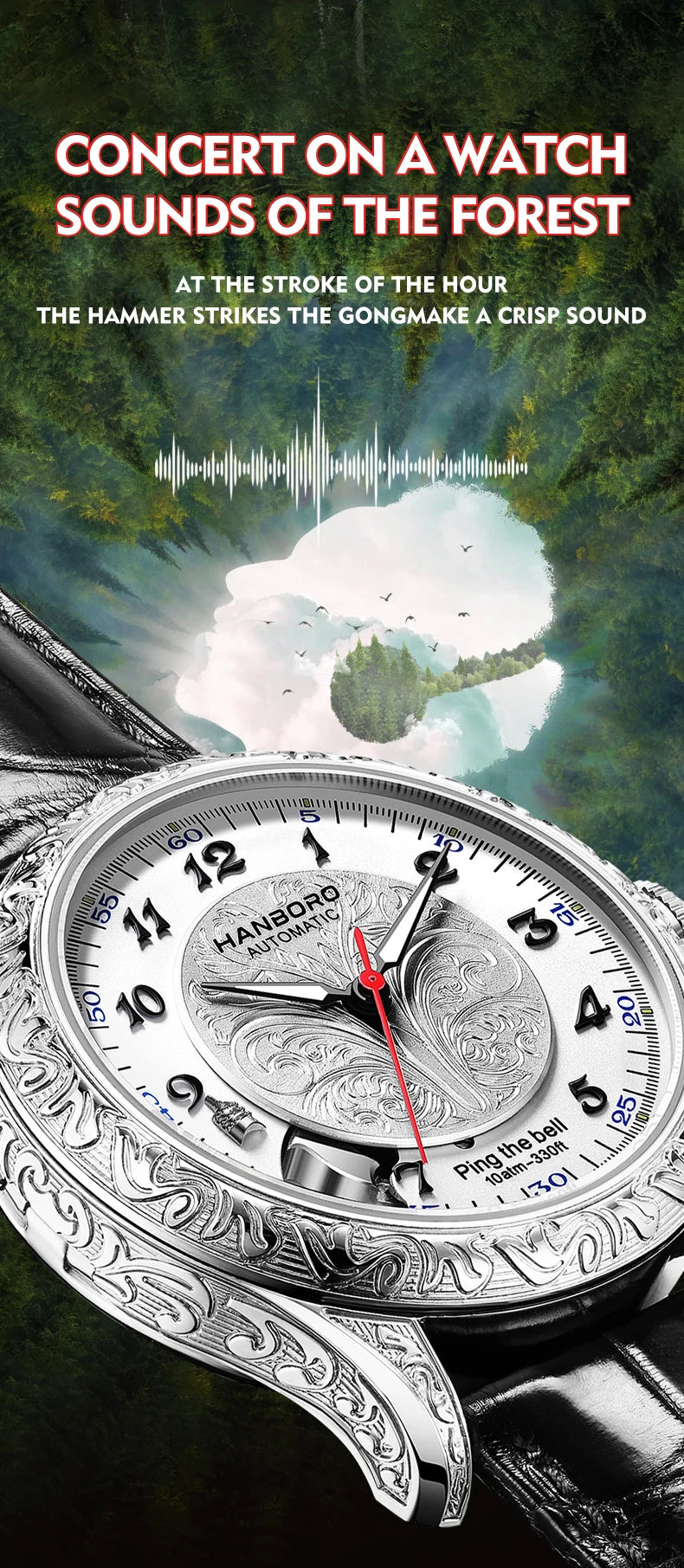HANBORO hourly clock series men's fully automatic mechanical watch 5379