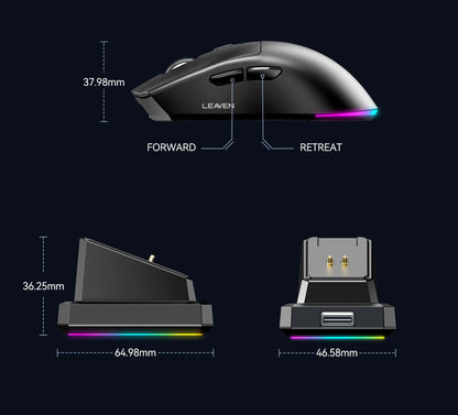 X3 Wireless Bluetooth Mouse 2.4G Dual-Mode Connection, DPI Adjustable,Lightweight Gaming Mouse,RGB Light,300mAh Battery Capacity