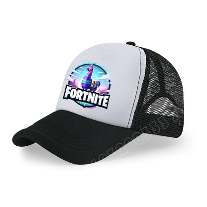 Dětská letní kšiltovka Fortnite s potiskem ve stylu kreslené hry, prodyšná síťovina, nastavitelná čepice s kšiltem, dárek k narozeninám pro děti
