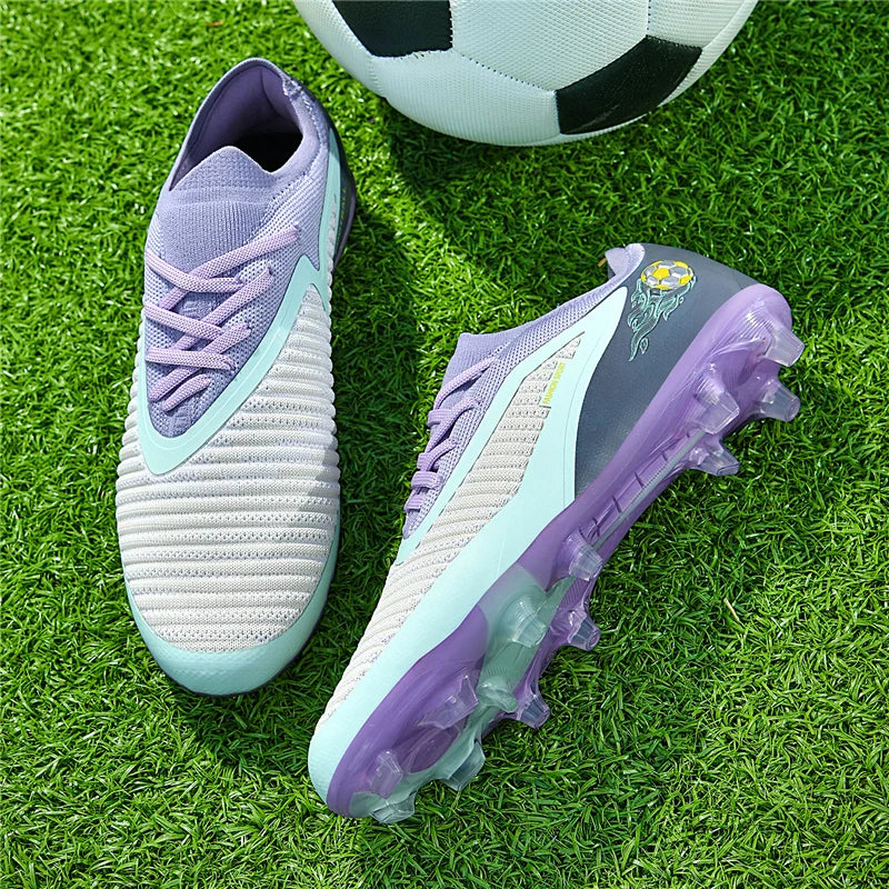 Nuevas zapatillas de fútbol para hombre, botas antideslizantes para adulto, deporte al aire libre para niño, tacos largos de entrenamiento, transpirables y cómodas para partido