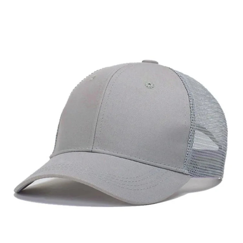 Casquette de baseball pour homme et femme, casquette d'été d'extérieur, casquette de soleil camouflage, casquette en maille respirante, couleur unie, casquette snapback, casquette pour homme