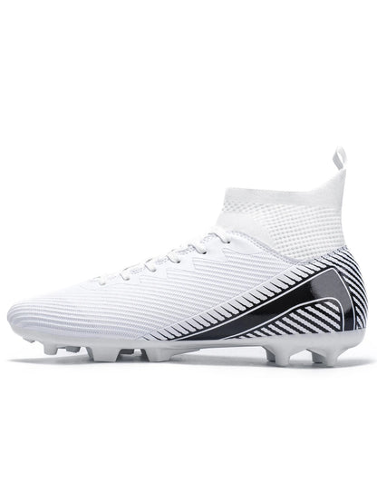 Chaussures de football pour adultes débutants AG FG, tige extensible en PU, coussin en TPU, crampons longs antidérapants, durables, pour entraînement sur gazon, niveau d'entrée