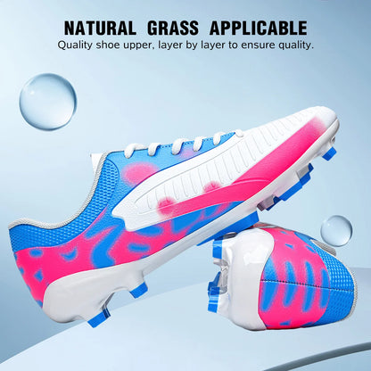 AG/FG Soccer Cleats for Men Women Kids Youth PU Fabric Upper TPU Sole Non-Slip Wear-Resistant for Natural Grass Sports Pitch Tra
