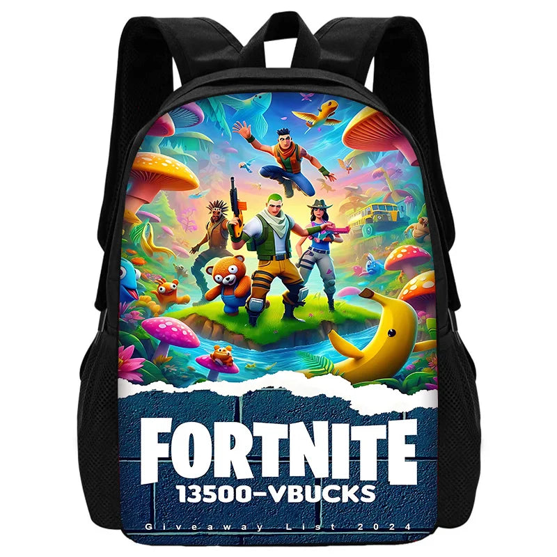 Mochila escolar infantil con bolso de hombro y estuches para lápices, bolsas escolares con diseño de juego popular F-FortniteS para niños y niñas, el mejor regalo