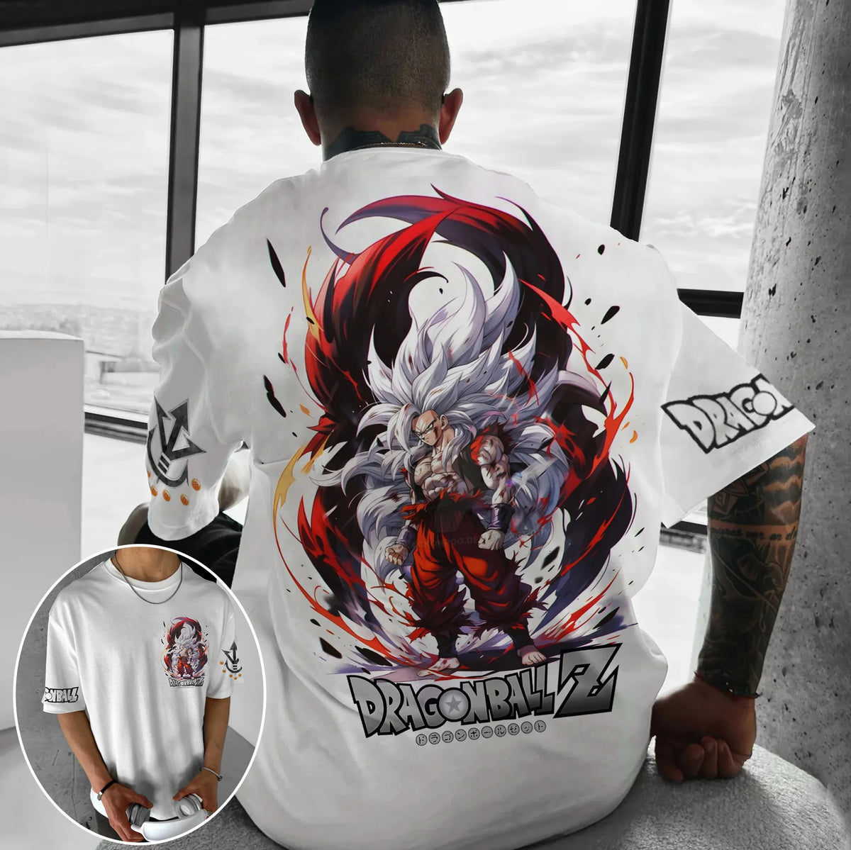T-shirt en coton à manches courtes imprimé Dragon Ball Z : Son Goku et Vegeta – Vêtements pour hommes et femmes – Style Harajuku, Y2K, vintage, streetwear d'été