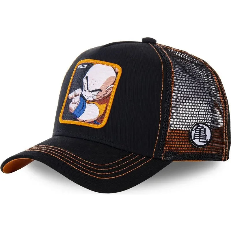 Casquette Dragon Ball Son Goku pour l'été : casquette de voyage à visière, pour homme, brodée, style hip-hop, visière pare-soleil, casquette trucker ajustable en maille