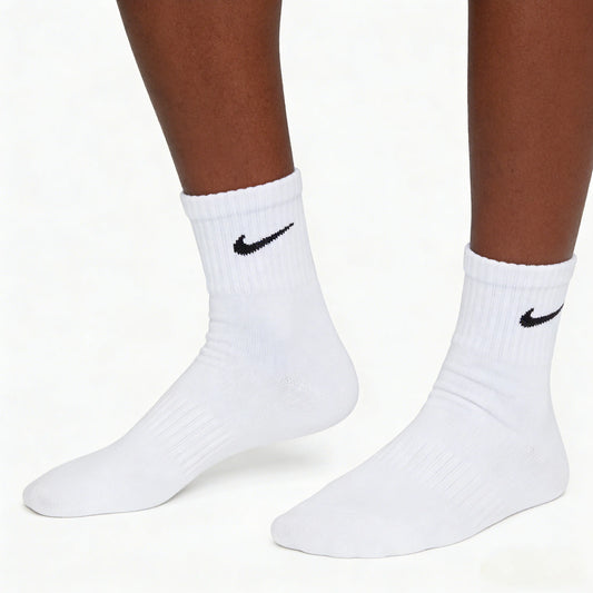 Nike Casual Cushioned Mid-Cut Basketball Socks Unisex Combo Pack White SX7667-100