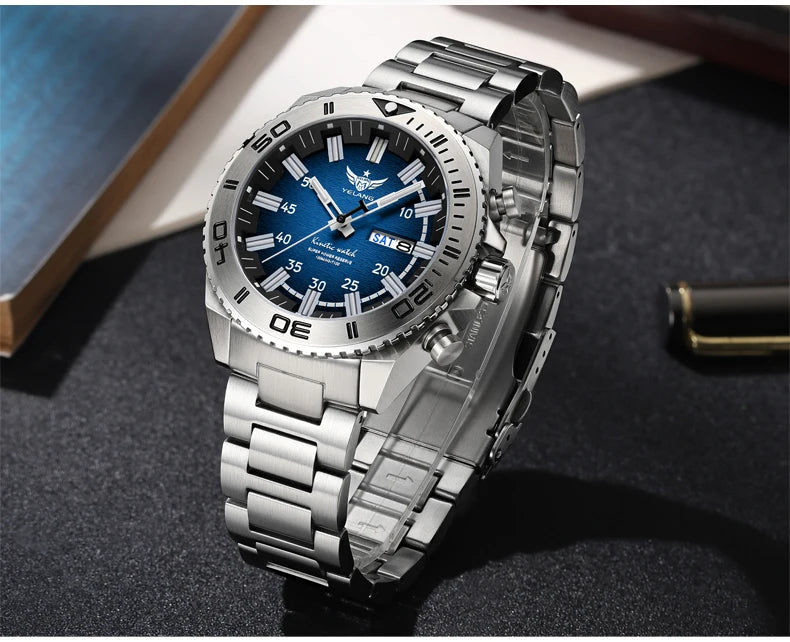 Yelang Watches V1035 44mm Men Diving Watch Human Kinetic Energy Watch 100m Waterproof Watches luminous Japan PX83 Sapphire