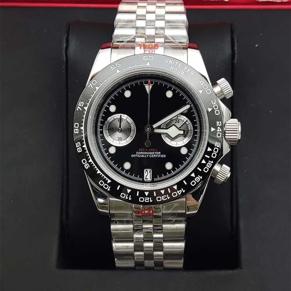 Fashions 39.5MM Quartz Watch VK64 Chronograph Men's Watch Sapphire Glass design vintage Watch Wristwatches Calendar