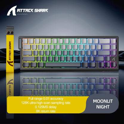 ATTACK SHARK X68HE Magnetic Keyboard Red Wired Mechanical for Pro Gaming 0.01mm Rapid Trigger 8000Hz SOCD/Rs 0.125ms 128K Rate