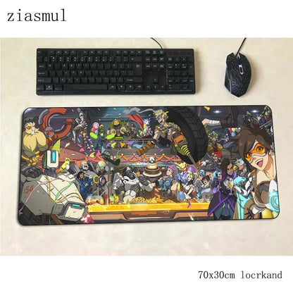 Overwatch gamer-musemåtte, flot 70x30cm gaming-musemåtte til pc og notebook, skrivebordsmåtte til spil, æstetisk gamer-måtte og gamepad