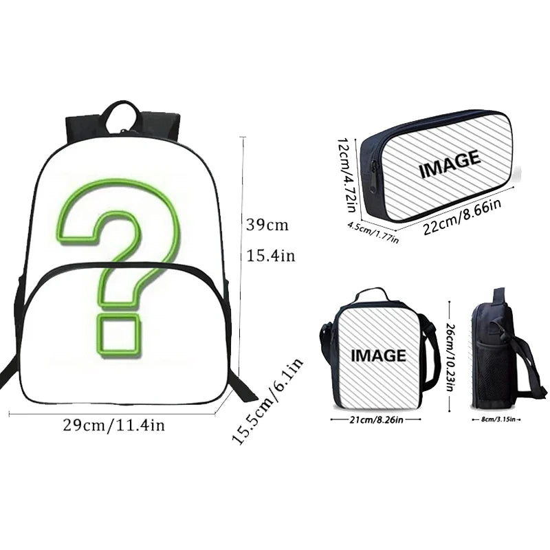 Kinder-Rucksack-Set im angesagten Gaming-Design mit Lunchbag und Federmäppchen, große Kapazität, Schultaschen für Jungen und Mädchen, ideales Geschenk F-FortniteS