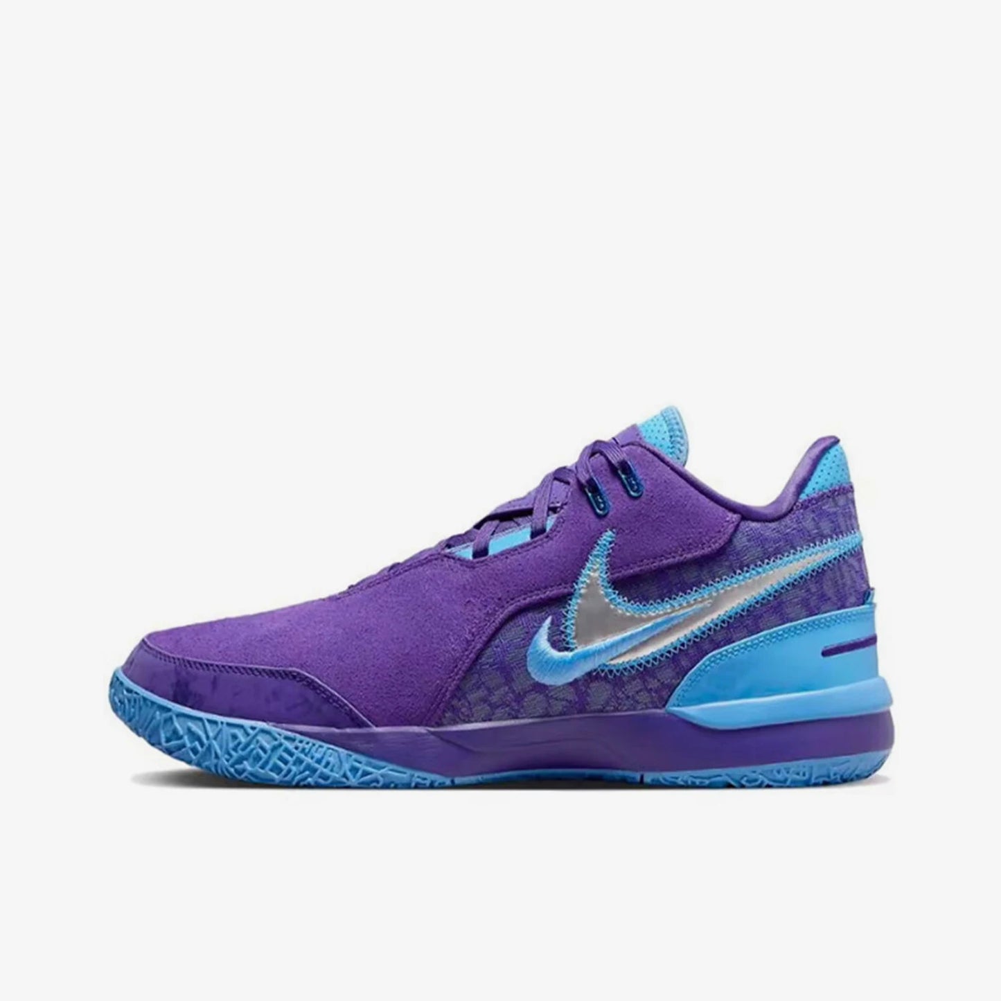 Offizielle authentische Nike Herren-Basketballschuhe FJ1566-500, neue Mid-Top-Schuhe im robusten Patchwork-Design