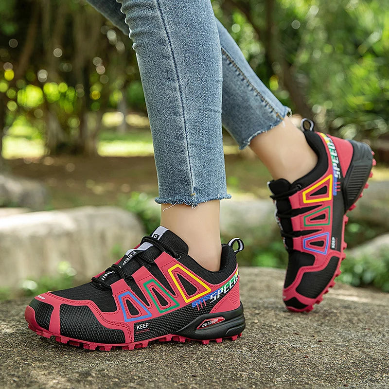Scarpe da trekking da donna per attività outdoor, scarpe sportive da escursionismo, scarpe tattiche da caccia antiscivolo, scarpe da arrampicata traspiranti con lacci, ciclismo