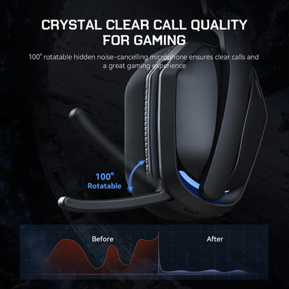 EKSA 2.4GHz Wireless Gaming Headphones With Mic USB/Type C Ultralight Foldable Over-Ear Bluetooth Headset Gamer For PC/PS5/Xbox