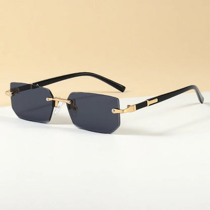 Mode Rimless Solglasögon Män Kvinnor Populära Ramlösa Solglasögon Man Kvinna Klassiska Små Fyrkantiga Sommar Resesolglasögon