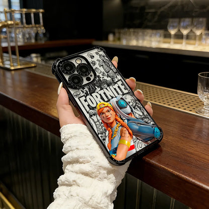 Battle Royales Fortnites-belagt telefoncover til iPhone 17 17e 16e 16 15 14 13 12 11 Pro Max X XR XSMax 7 8 Mini Air Plus Airabag