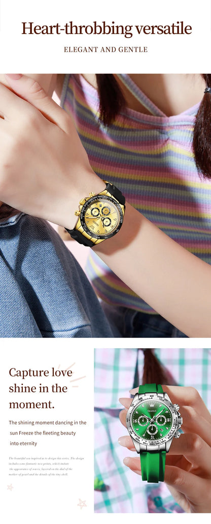 OLEVS 5618 Woman Watch Silicone Strap Luxury Brand Original Quartz Watch for Women Auto Date Waterproof Chronograph Ladies Clock
