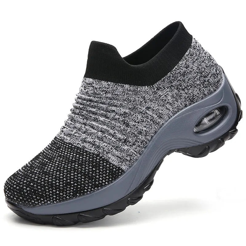 Fashion Women's Lightweight Sneakers Running Outdoor Sports Breathable Mesh Comfortable Air Cushion Lace-Up Shoes